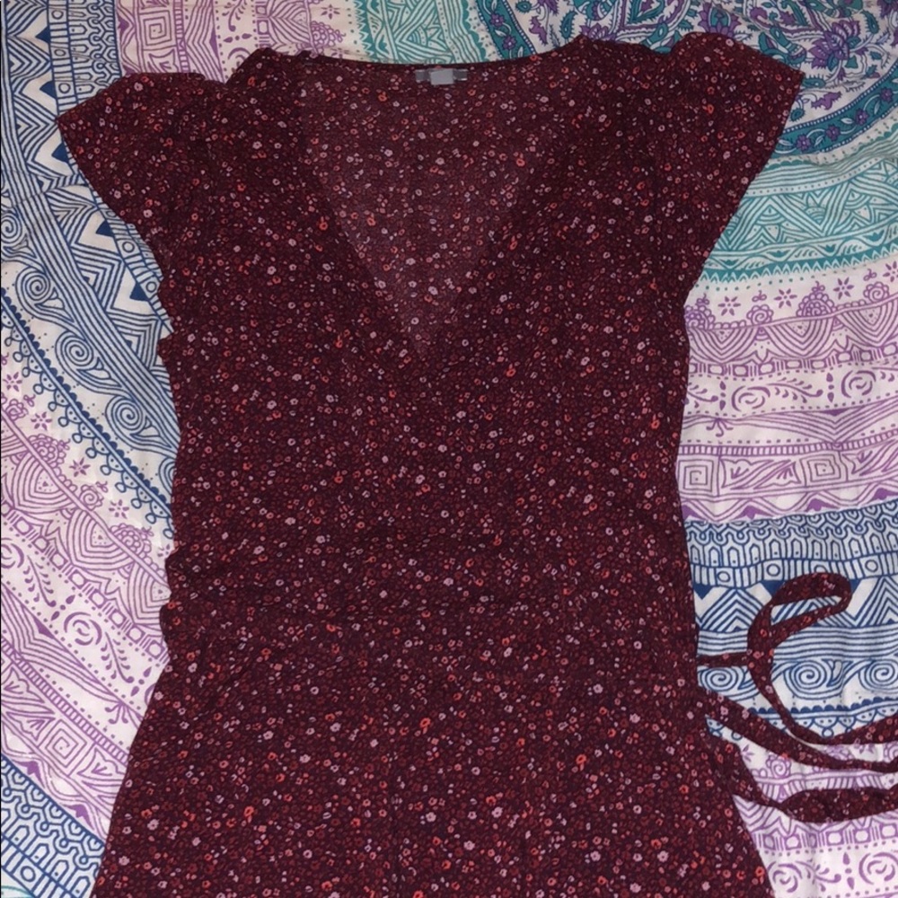 Red floral Wrap-Around Dress